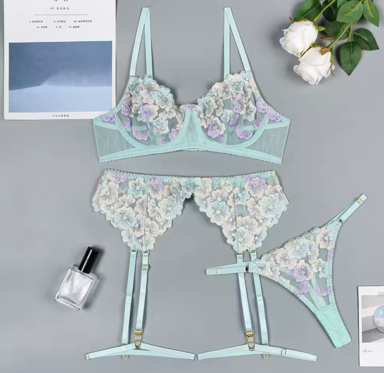 koronkowa bielizna FLOWERS SET 2 kolory