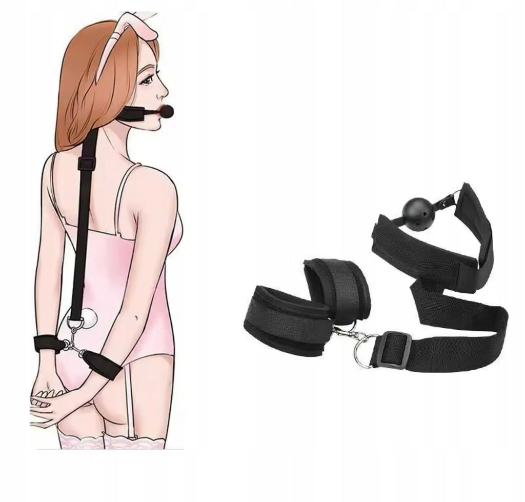Uprząż BDSM z Kneblem i Kajdankami, NA RĘCĘ