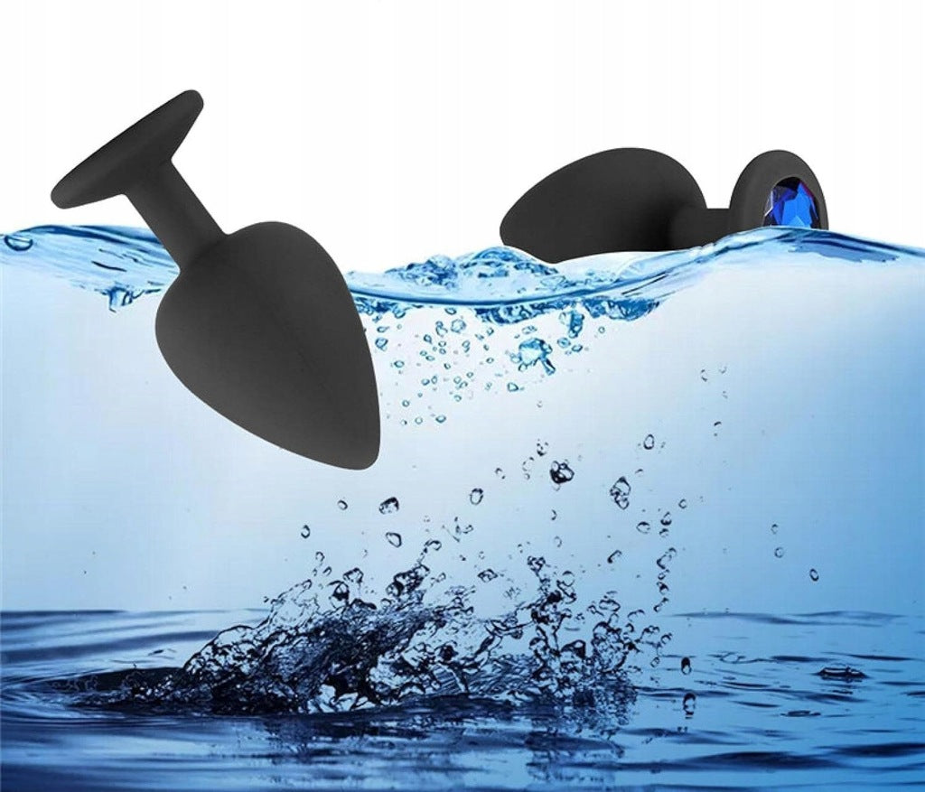 korek analny z ozdobnym kryształem – idealny dla początkujących, miękki