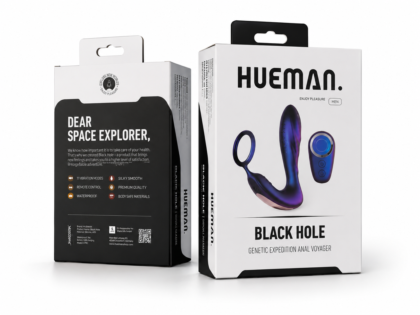 Hueman Black Hole Wibrator Analny z Ringiem na Penisa Pilot USB