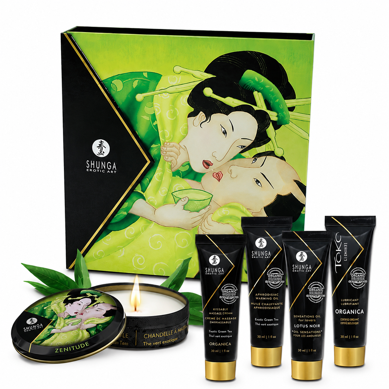 Shunga Geisha Mini Set – Zestaw Kosmetyków do Masażu i Pielęgnacji z Zieloną Herbatą