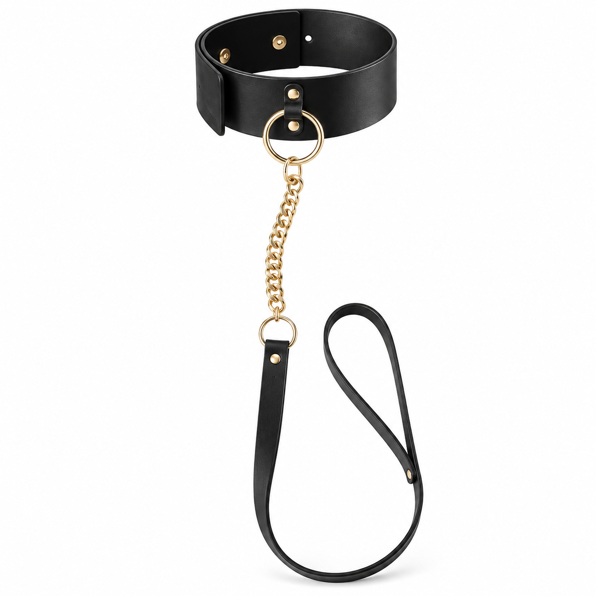 Bijoux Indiscrets Choker – zmysłowa obroża BDSM ze złotym łańcuszkiem i smyczą