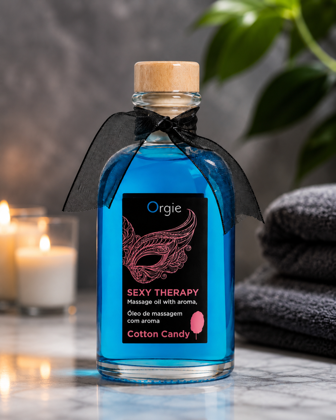 Orgie Lips Massage Kit Cotton Candy 100 ml – Zestaw do Masażu z Piórkiem