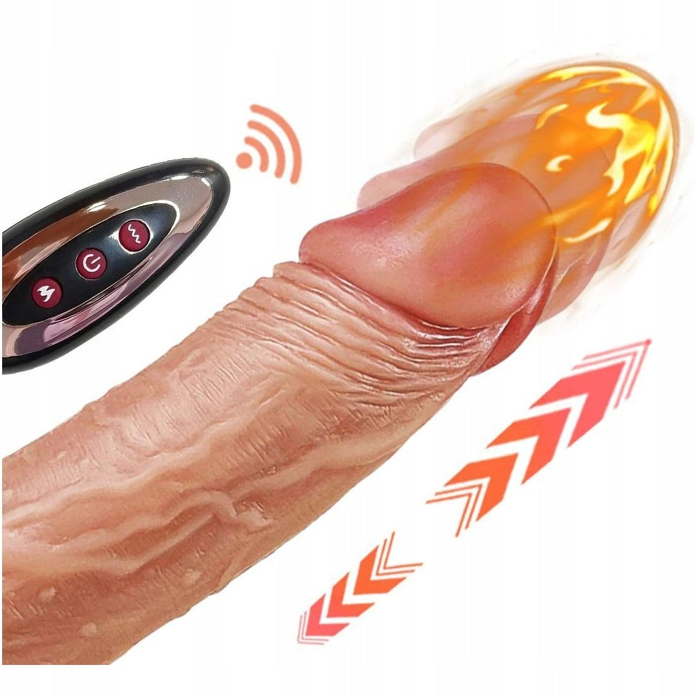 DILDO wibrator z przyssawką imitacja skóry PODGRZEWANY hit