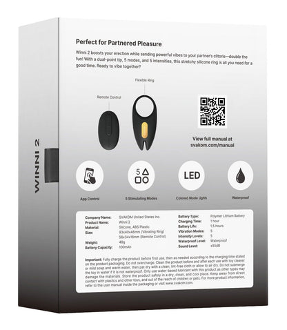 SVAKOM Winni 2 – wibrujący pierścień na penisa z aplikacją i pilotem
