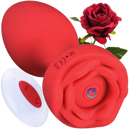 Wibrujący Korek Analny Róża z Pilotem – Wodoodporny, 10 Trybów, USB ANAL