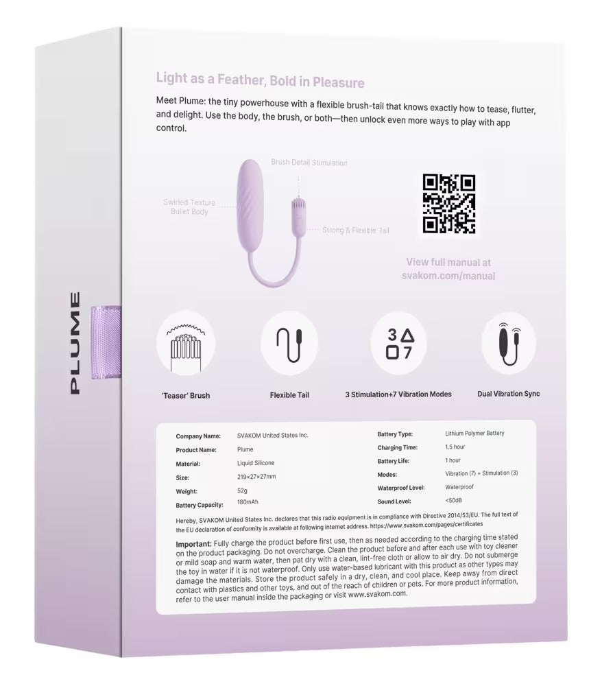 SVAKOM Plume – Masażer Bullet z Elastyczną Końcówką, 7 Trybów, USB-C, Wodoodporny