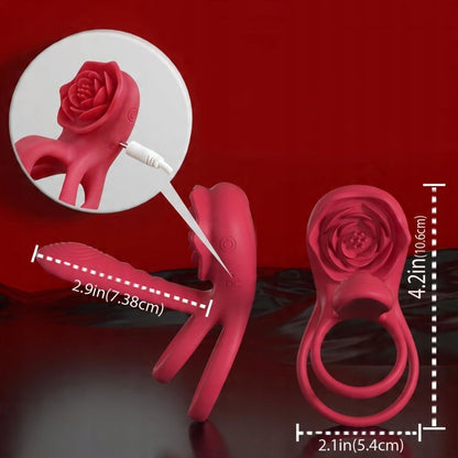 Wibrująca Obrączka na Penisa z Pilotem i Stymulatorem Łechtaczki