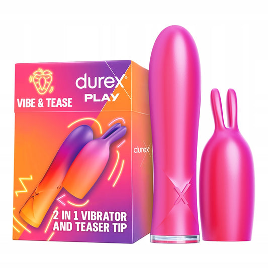 Durex 2w1 wibrator damski ze stymulującą końcówką ładowany przez USB różowy