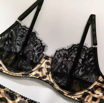 Feline Desire 3 częściowy zestaw bielizny w panterkę