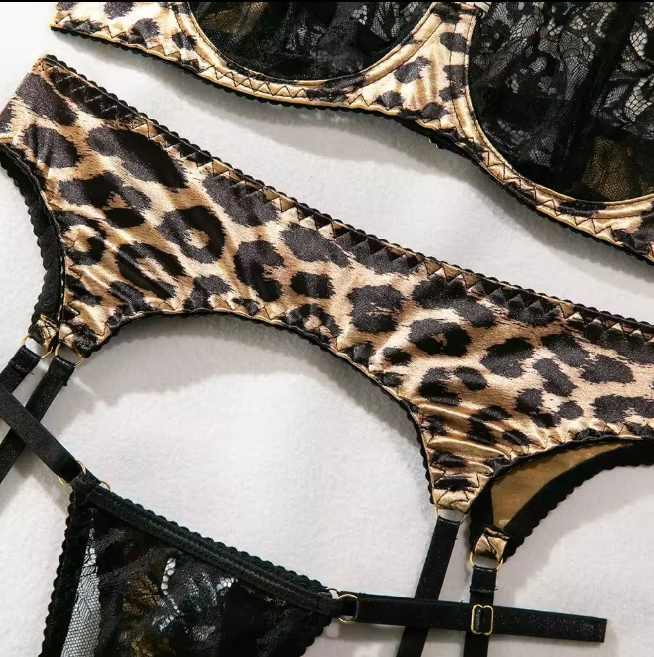 Feline Desire 3 częściowy zestaw bielizny w panterkę