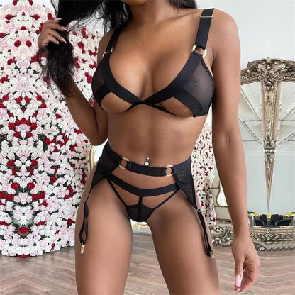 komplet bielizny BLACK 3 cześciowy