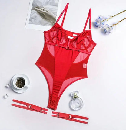 Body z siateczką 2 kolory + podwiązki Venus Night