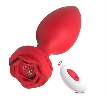 Wibrujący Korek Analny Róża z Pilotem – Wodoodporny, 10 Trybów, USB ANAL