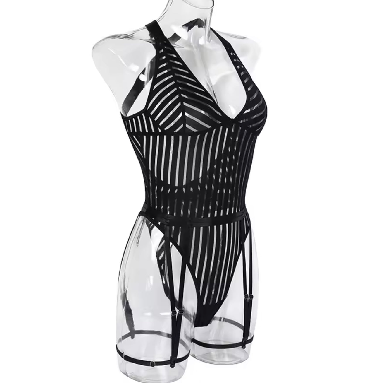 Body „Midnight Lines” – Zmysłowe Czarnie Prążki z Paskami