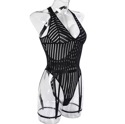 Body „Midnight Lines” – Zmysłowe Czarnie Prążki z Paskami