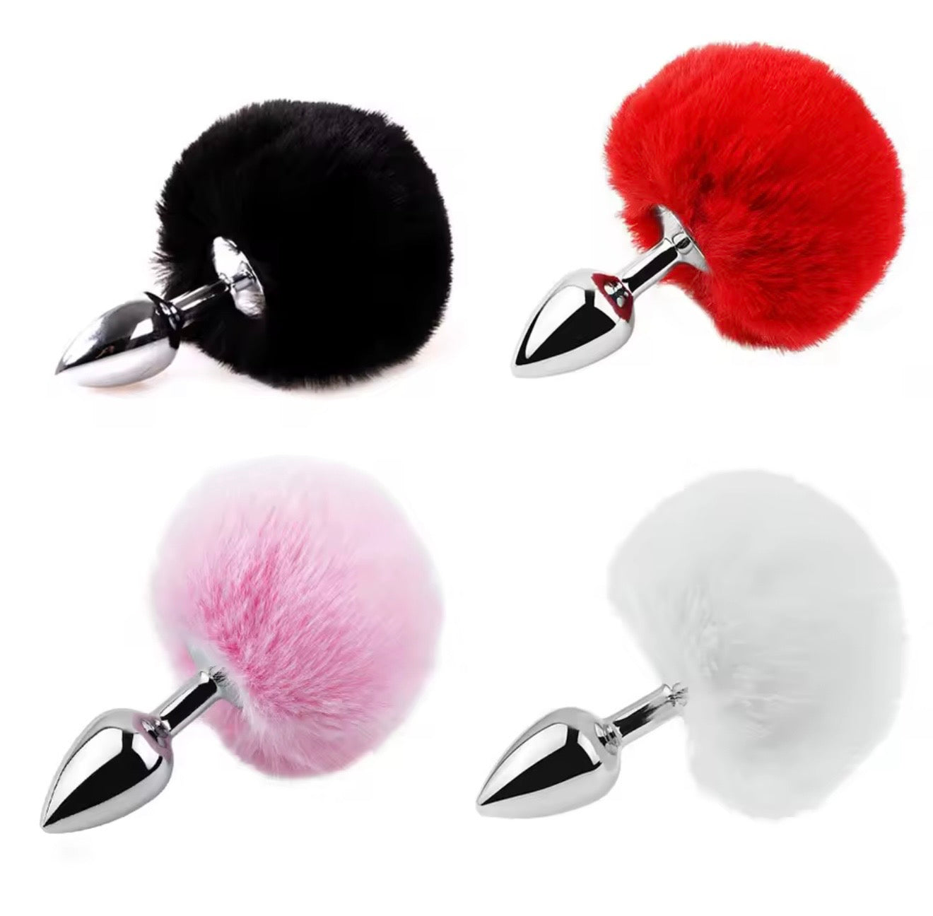 KOREK ANALNY Z POMPONEM PLUG OGONEK KRÓLICZEK STAL NIERDZEWNA