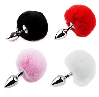 KOREK ANALNY Z POMPONEM PLUG OGONEK KRÓLICZEK STAL NIERDZEWNA