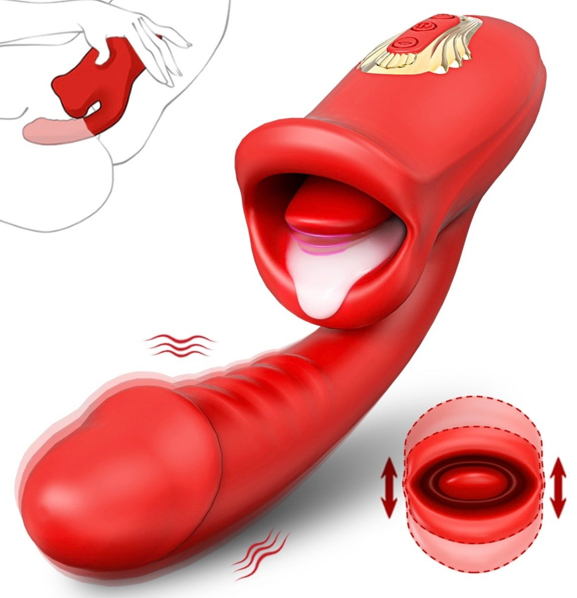 WIBRATOR DAMSKI DUŻY Z JĘZYKIEM MASAŻER ŁECHTACZKI MINETKA DO PUNKTU G