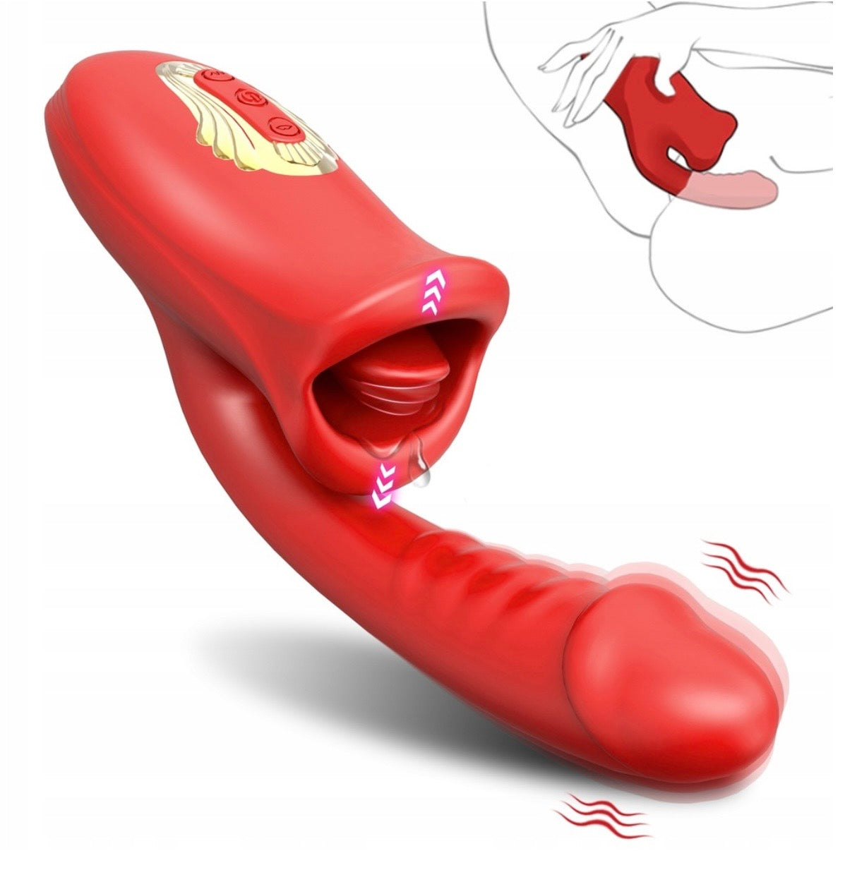 WIBRATOR DAMSKI DUŻY Z JĘZYKIEM MASAŻER ŁECHTACZKI MINETKA DO PUNKTU G