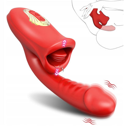 WIBRATOR DAMSKI DUŻY Z JĘZYKIEM MASAŻER ŁECHTACZKI MINETKA DO PUNKTU G