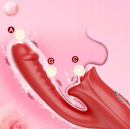 WIBRATOR DAMSKI DUŻY Z JĘZYKIEM MASAŻER ŁECHTACZKI MINETKA DO PUNKTU G