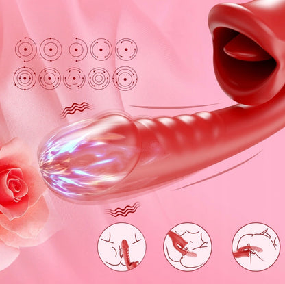 WIBRATOR DAMSKI DUŻY Z JĘZYKIEM MASAŻER ŁECHTACZKI MINETKA DO PUNKTU G