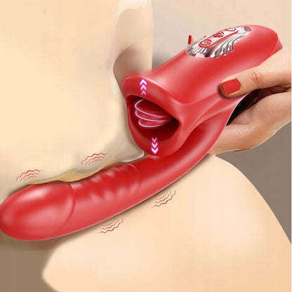 WIBRATOR DAMSKI DUŻY Z JĘZYKIEM MASAŻER ŁECHTACZKI MINETKA DO PUNKTU G