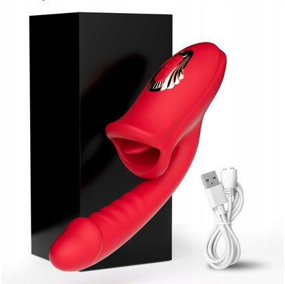 WIBRATOR DAMSKI DUŻY Z JĘZYKIEM MASAŻER ŁECHTACZKI MINETKA DO PUNKTU G