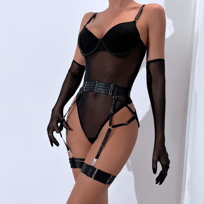 Komplet bielizny sexy bielizna erotyczna + rękawiczki 2 KOLORY