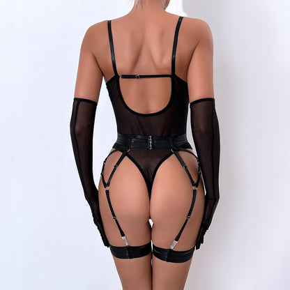 Komplet bielizny sexy bielizna erotyczna + rękawiczki 2 KOLORY