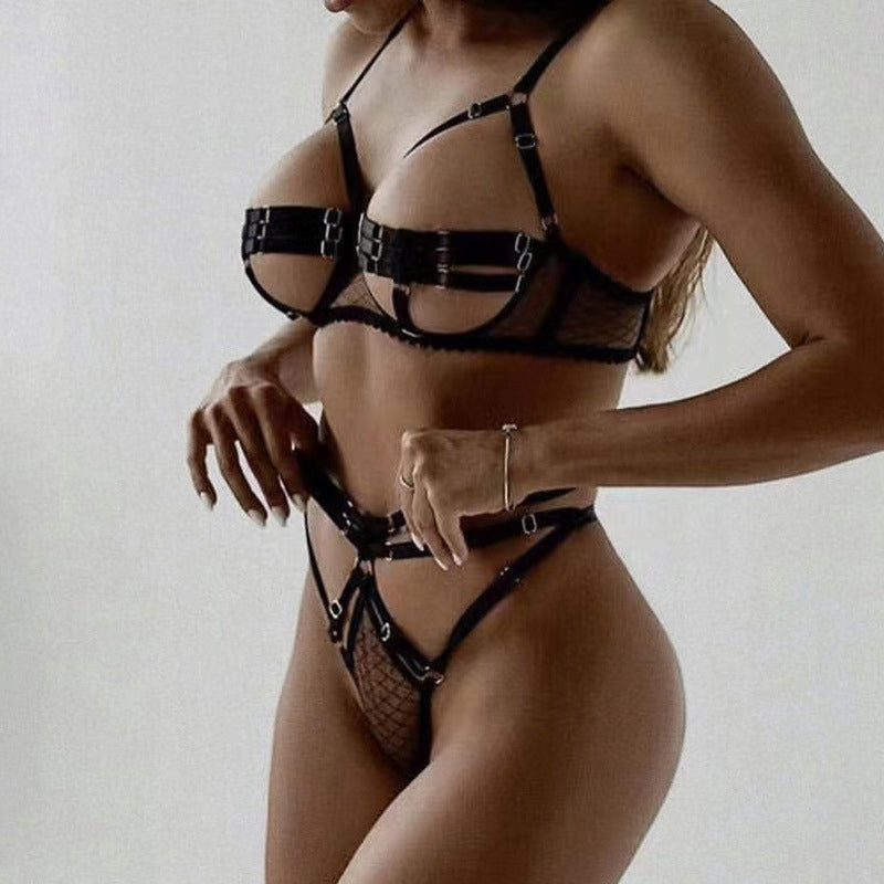 komplet bielizny sexy bielizna erotyczna S M L czarna