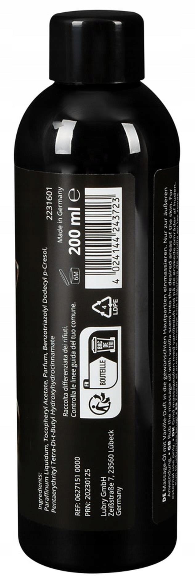 OLEJEK DO MASAŻU EROTYCZNEGO WANILIOWY - ZMYSŁOWY I RELAKSUJĄCY 200 ml