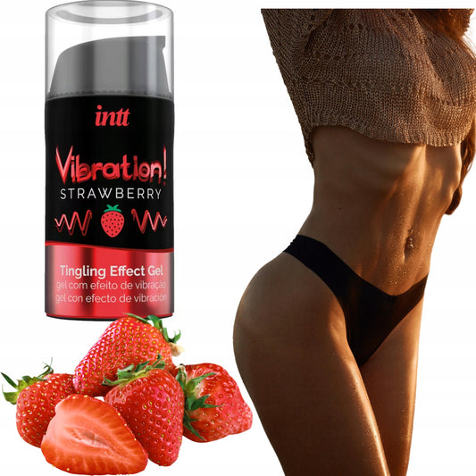 WIBRATOR W PŁYNIE INTT LIQUID VIBRATION STRAWBERRY żel do seksu oralnego