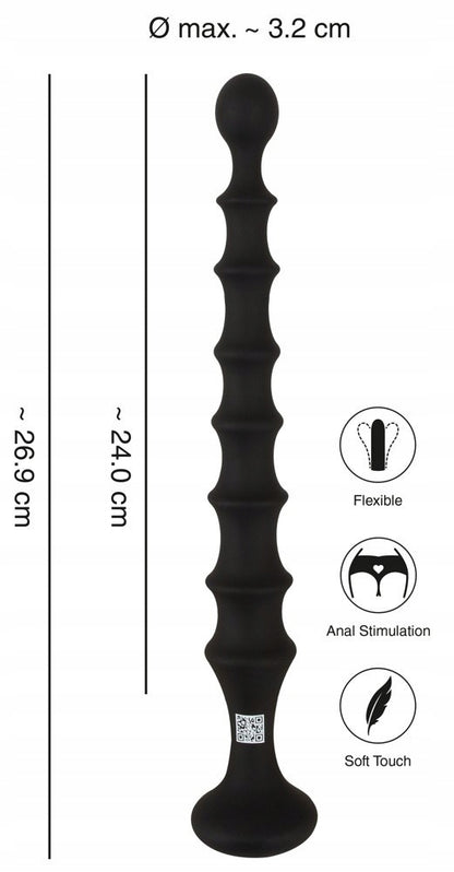 Czarna Różdżka Analna Magiczna 26,9 cm Silikonowa DŁUGA aksamitny silikon