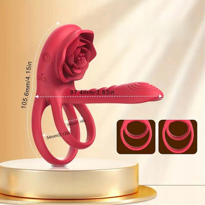 Wibrująca Obrączka na Penisa z Pilotem i Stymulatorem Łechtaczki