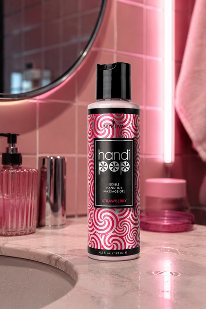 Sensuva Handipop Strawberry 125 ml – Żel do Masażu Intymnego i Pieszczot Oralnych