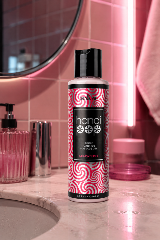 Sensuva Handipop Strawberry 125 ml – Żel do Masażu Intymnego i Pieszczot Oralnych