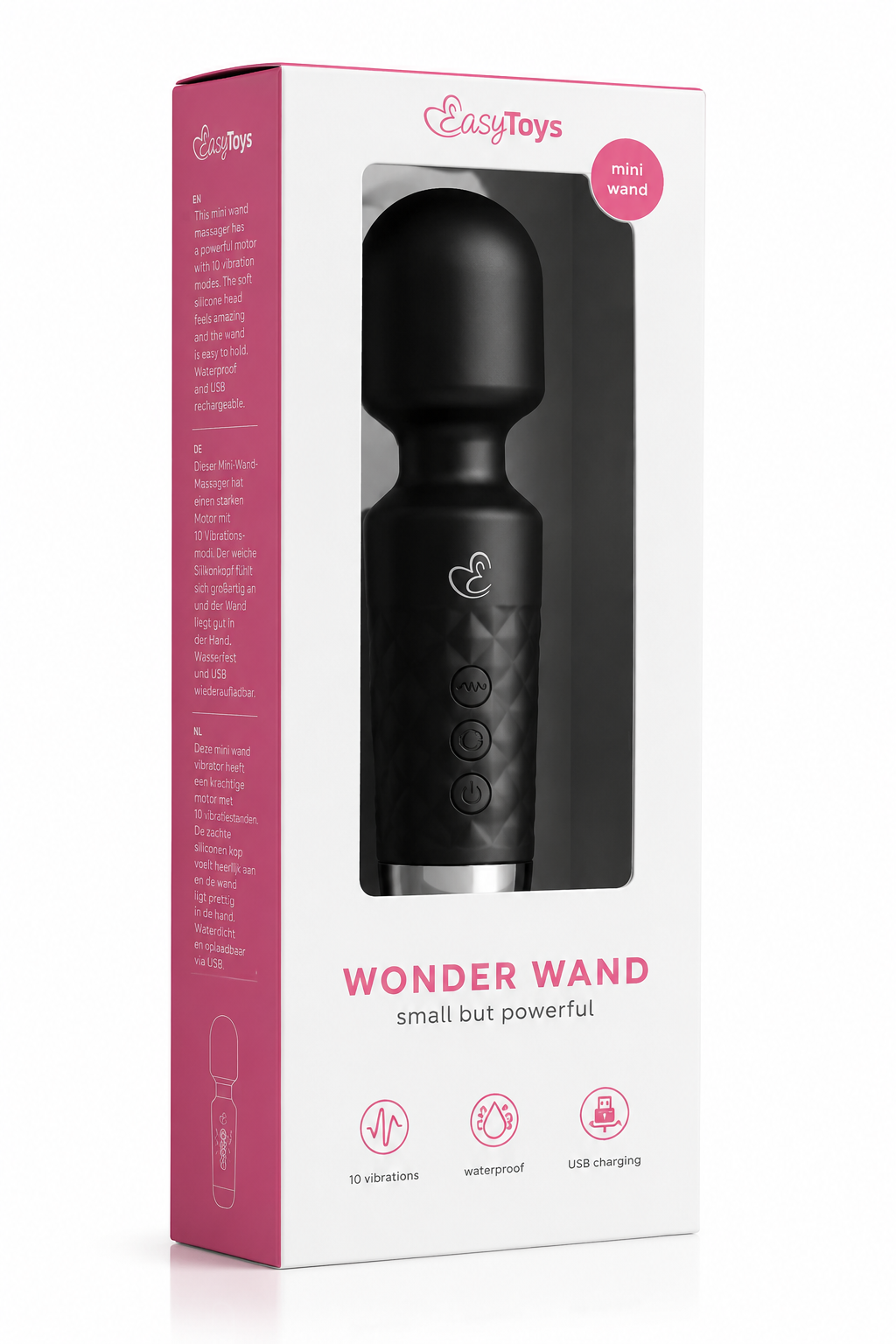 Mini Wibrator EasyToys Wand Collection USB Wodoodporny 18 Trybów Czarny