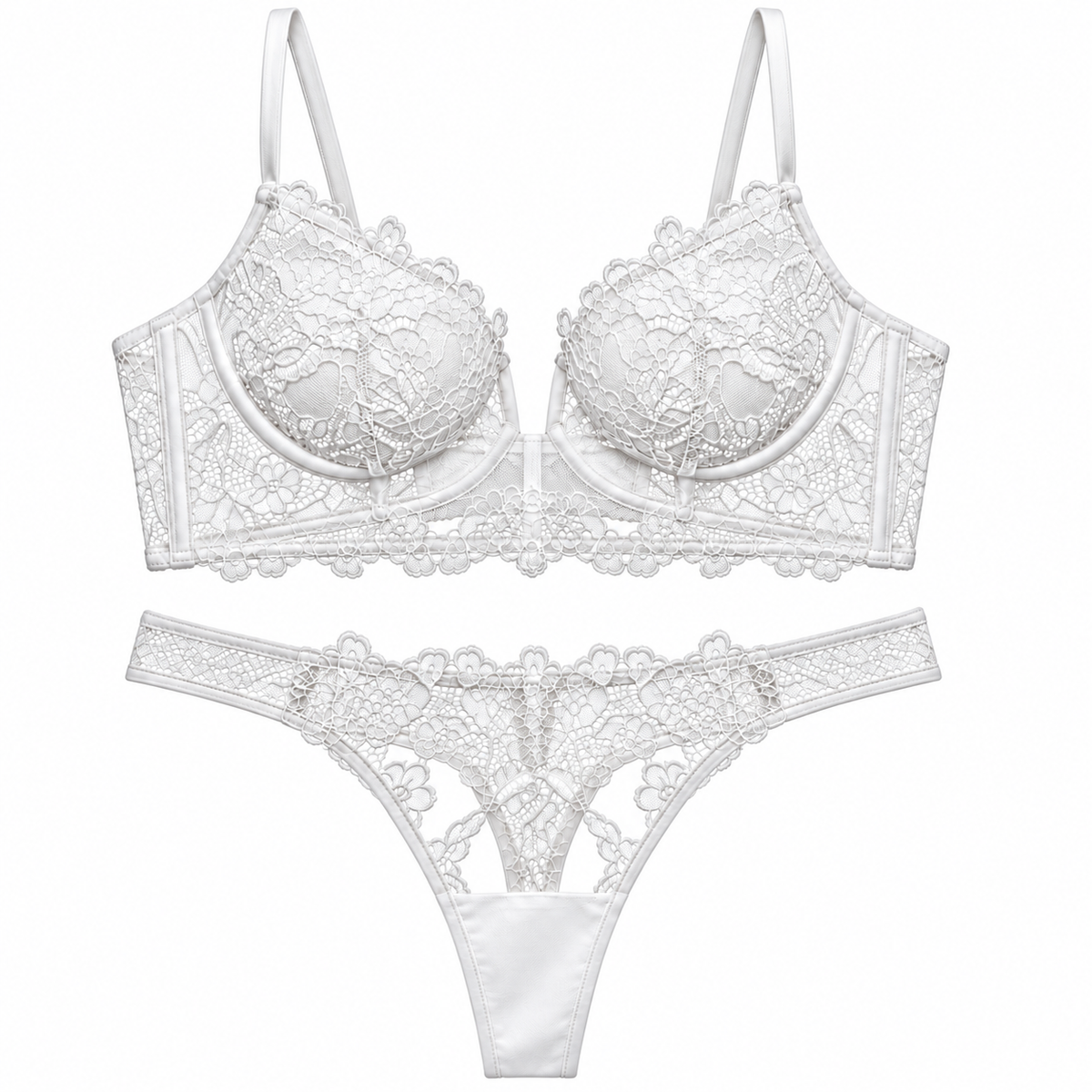Zmysłowy komplet bielizny koronkowej – Black & White Seduction