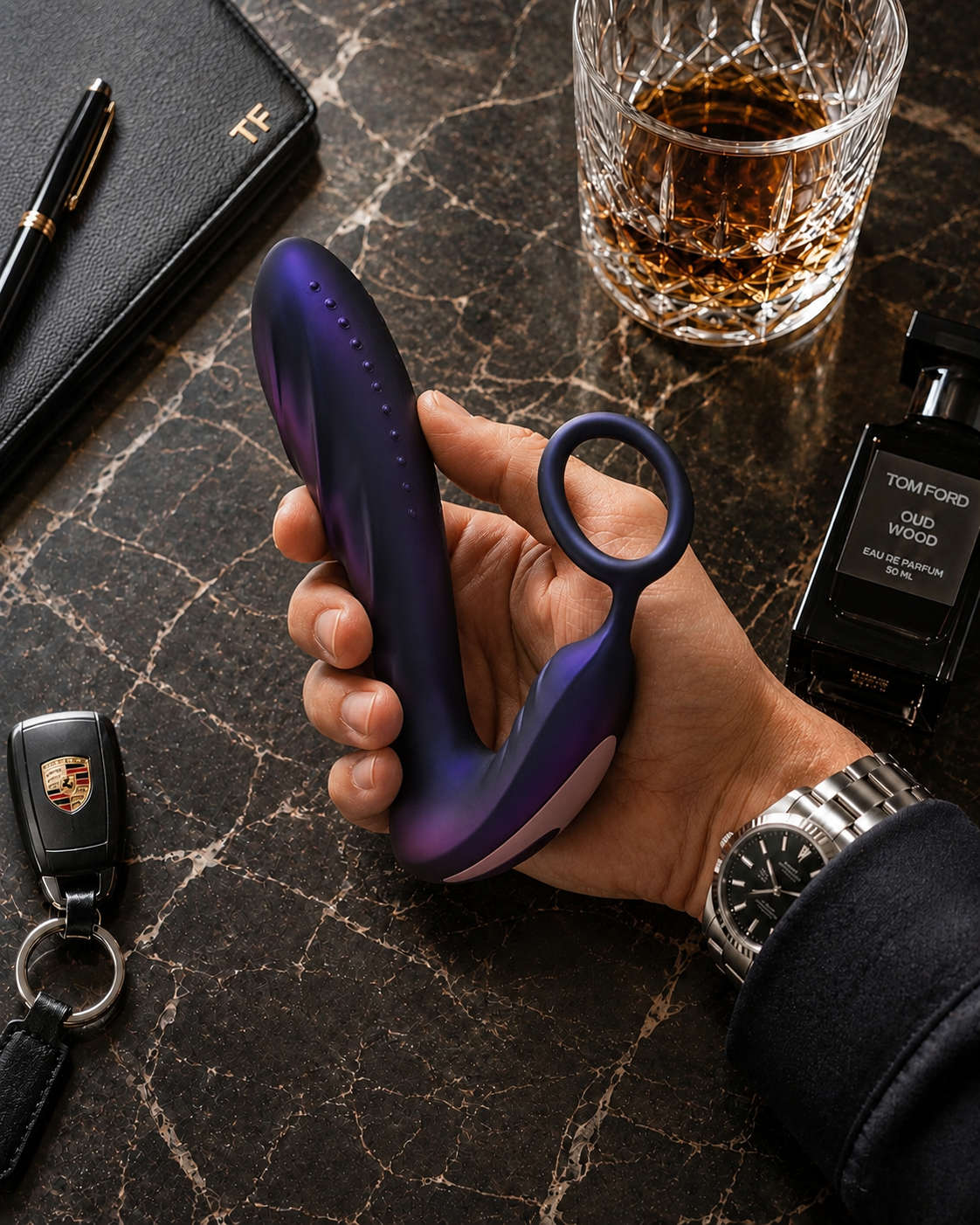 Hueman Black Hole Wibrator Analny z Ringiem na Penisa Pilot USB