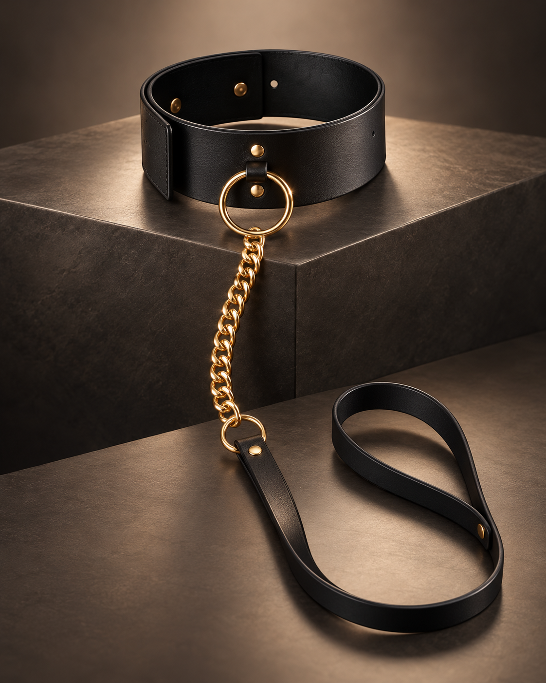 Bijoux Indiscrets Choker – zmysłowa obroża BDSM ze złotym łańcuszkiem i smyczą