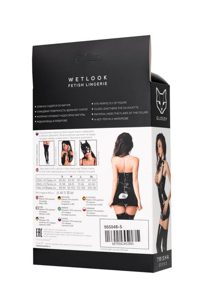 Glossy Trisha – czarna sukienka wetlook rozmiar S,M i L