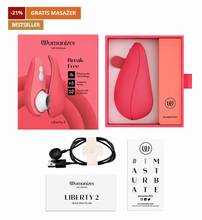 Womanizer Liberty 2 Bezdotykowy Masażer Łechtaczki 8 Trybów IPX7 USB