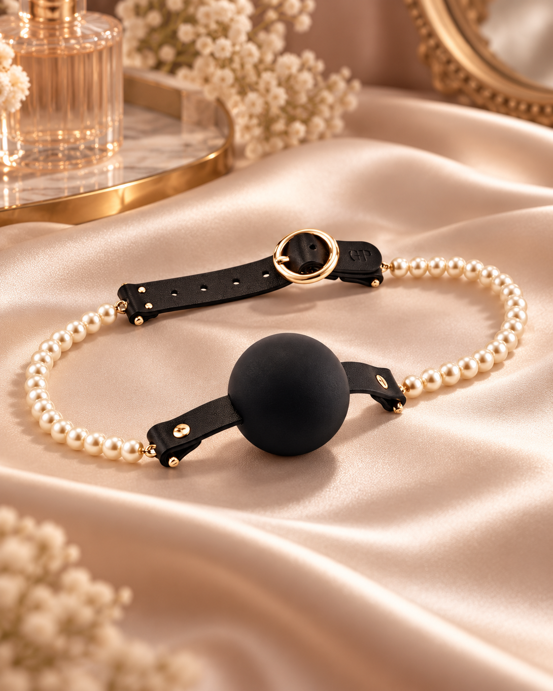 Majestic Pearl Mouthgag – elegancki knebel z perłami i silikonową kulką