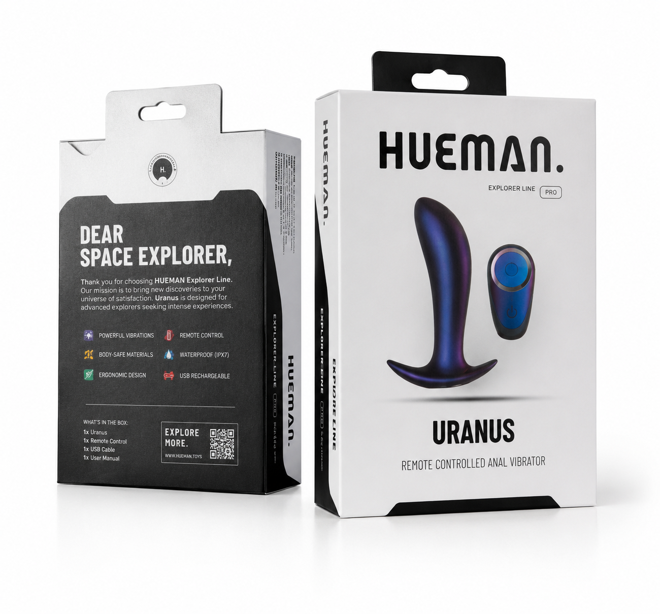 Hueman Uranus Wibrujący Korek Analny Pilot USB Wodoodporny Silikon 10 Trybów