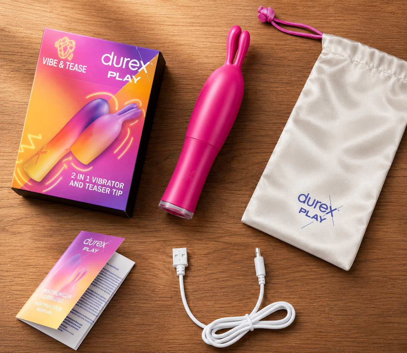 Durex Play Vibe & Tease 2w1 – wibrator z końcówką stymulującą