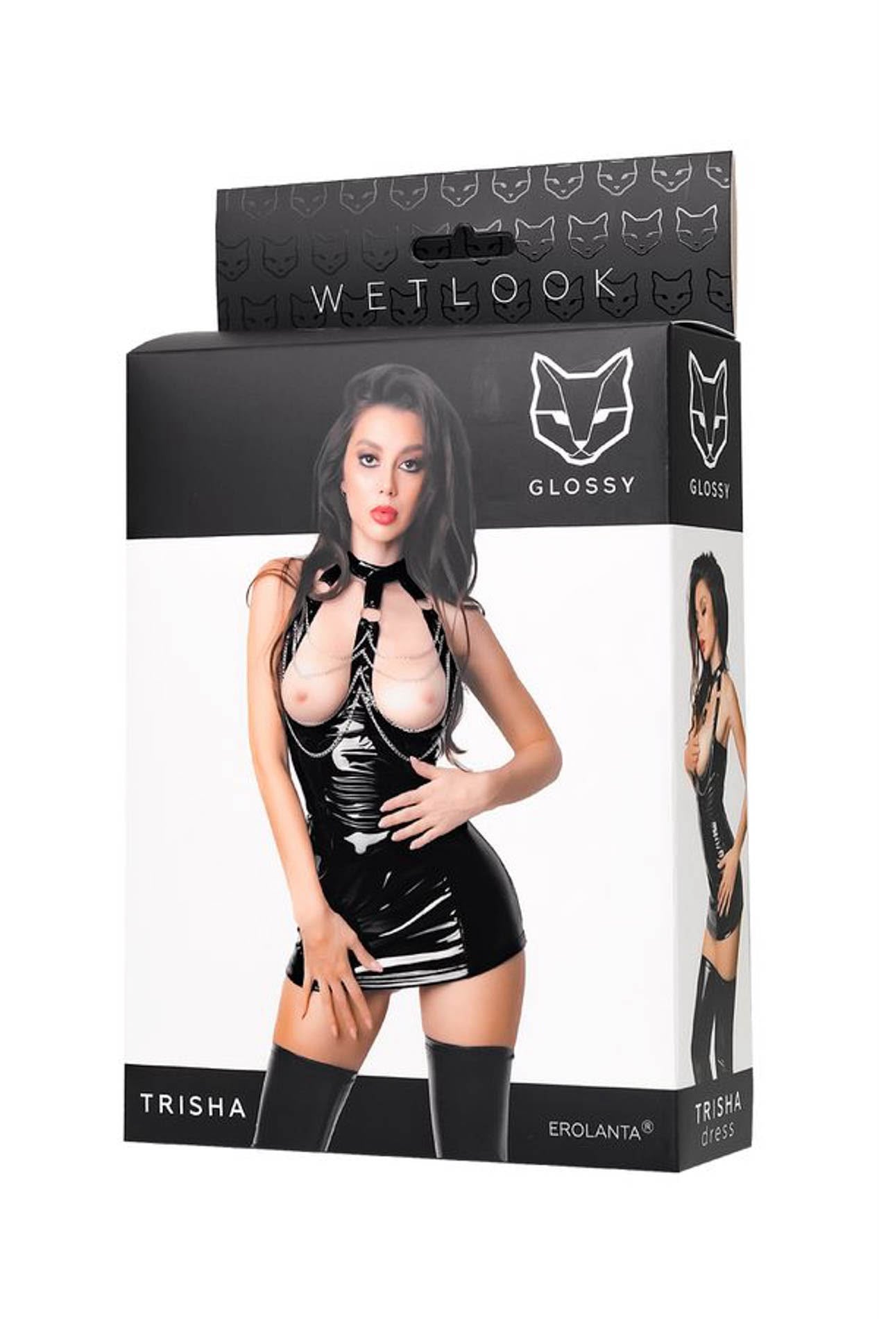 Glossy Trisha – czarna sukienka wetlook rozmiar S,M i L