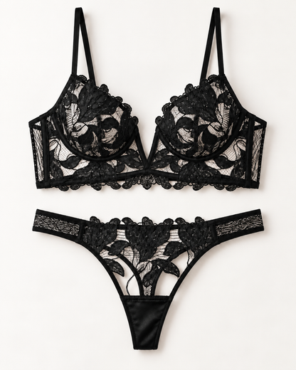 Zmysłowy komplet bielizny koronkowej – Black & White Seduction