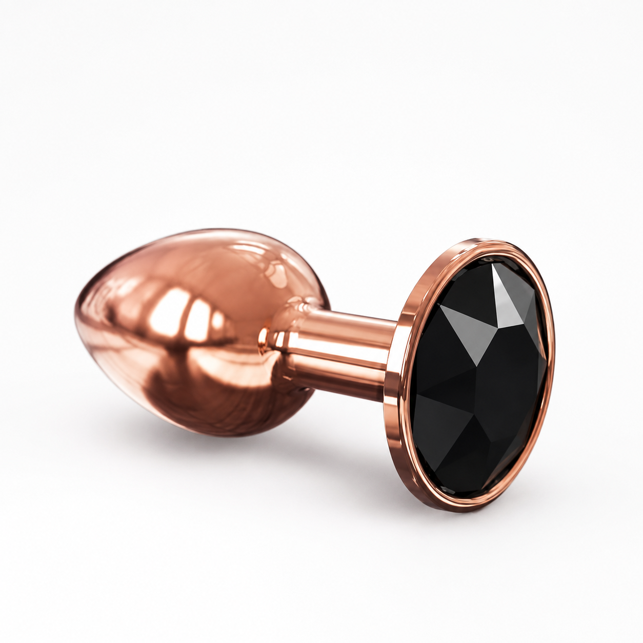 Dorcel Diamond Plug L Rose Gold – Metalowy Korek Analny z Czarnym Kryształem, Wodoodporny